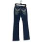 NWT Womens Blue Embroidered Denim 5-Pocket Design Bootcut Leg Jeans Size 25 image number 3
