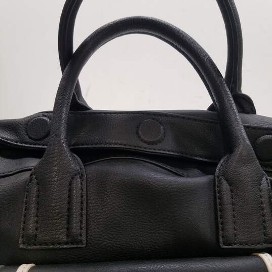 BCBGeneration Striped Black Faux Leather Shoulder Satchel Bag image number 7