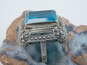 NB Nicky Butler 925 Teal Blue Spinel Faceted Dotted Rectangle Statement Ring 10.3g image number 2