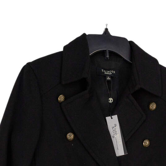 NWT Womens Black Kate Fit Flap Pocket Double Breasted Peacoat Size 10 image number 3