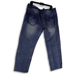 Mens Blue Medium Wash Denim Distressed Pockets Straight Leg Jeans Size 40 alternative image