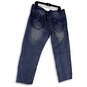 Mens Blue Medium Wash Denim Distressed Pockets Straight Leg Jeans Size 40 image number 2