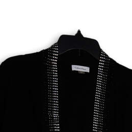 Womens Black Knitted Rhinestone Open Front Cropped Cardigan Sweater Size M alternative image