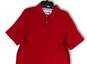Mens Red Collared Short Sleeve Side Slit Golf Polo Shirt Size Medium image number 3
