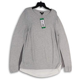 NWT Womens Gray Shirttail Hem Long Sleeve Pullover Sweater Size XL