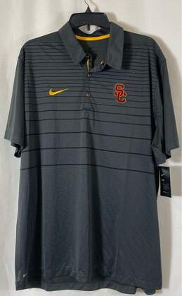 NWT Nike Mens Gray Dri Fit USC Trojans On Field Football Polo Shirt Size X-Large