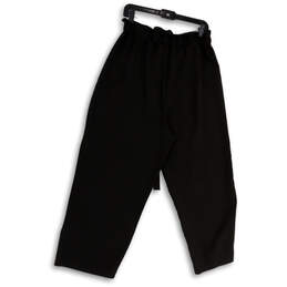 Womens Black Elastic Waist Pull-On Straight Leg Cropped Pants Size 12 alternative image