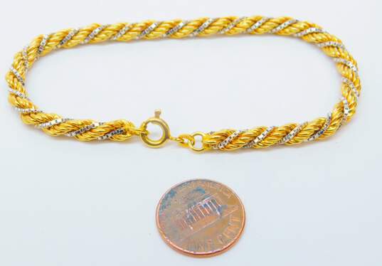 18K Two Tone Gold Twisted Rope Chain Bracelet 13.6g image number 5