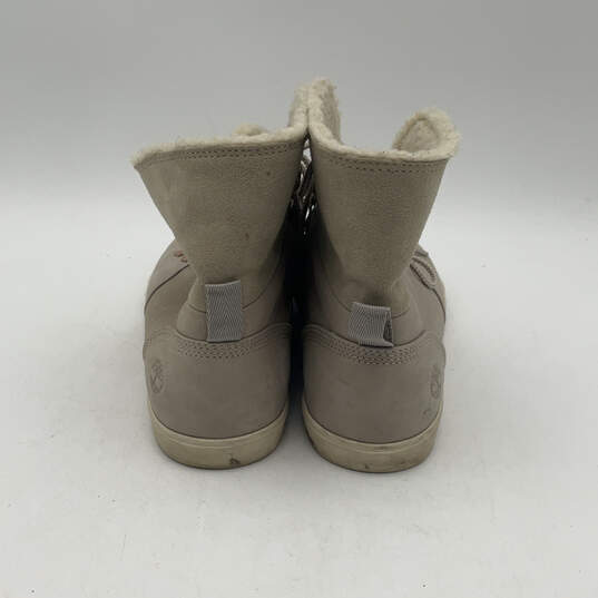 Womens Dausette Beige Fleece Round Toe Lace-Up Fold-Down Snow Boots Sz 9.5 image number 2