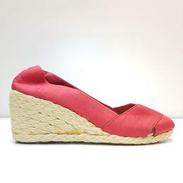 Lauren By Ralph Lauren Cecilia Red Fabric Espadrille Wedge Sandal Shoes Size 8 B