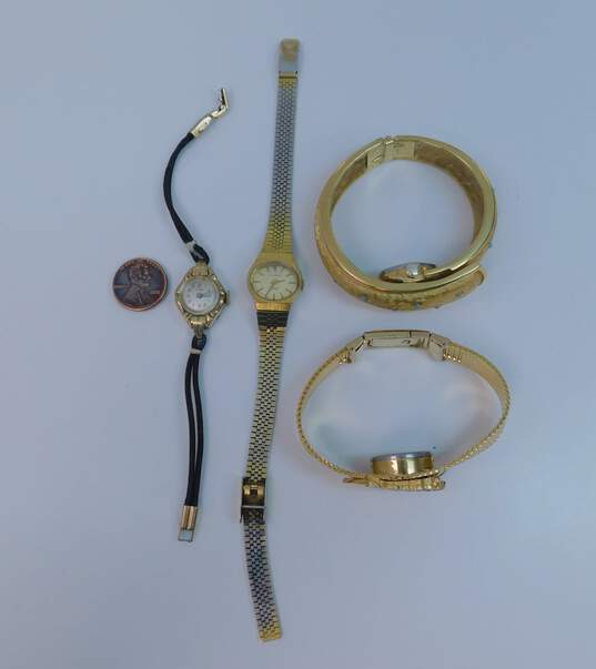 Vintage Wittnauer Tyme Bercona & Rene Gold Tone Women's Dress Watches 143.3g image number 10