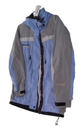 Womens Blue Gray Colorblock Long Sleeve Full Zip Windbreaker Jacket Size Large alternative image