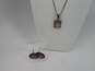 925 Mother of Pearl Pendant Necklace & Hammered Earrings 24.4g image number 1