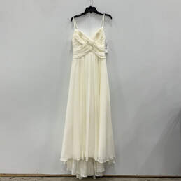 NWT Womens Ivory Pleated V Neck Sleeveless Chiffon Wedding Maxi Dress Sz 8 alternative image