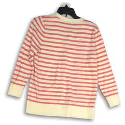 NWT Loft Womens Pink White Striped Button Front Cardigan Sweater Size M alternative image