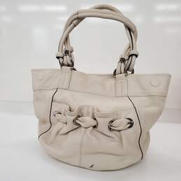 B. Makowsky Large Soft White Leather Bucket Hand Bag