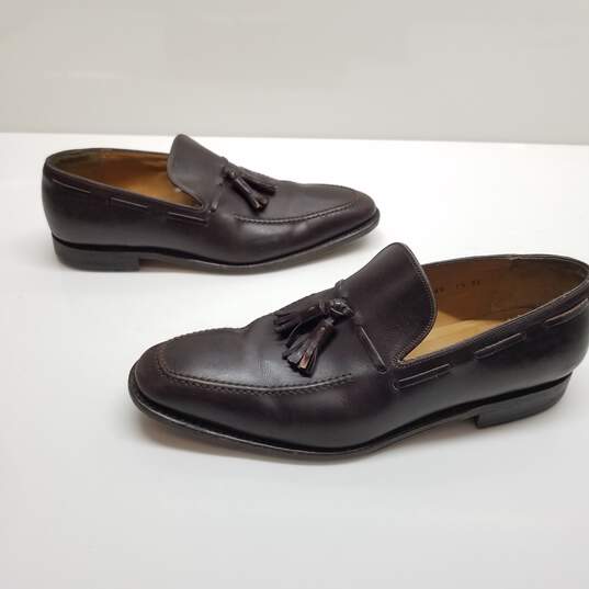 AUTHENTICATED MENS FERRAGAMO BROWN TASSEL LOAFERS SZ 7.5 image number 3