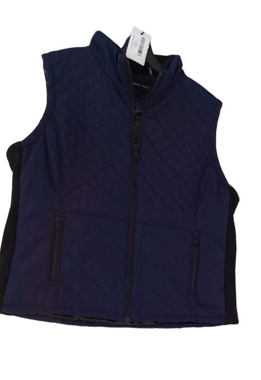 Womens Blue Sleeveless Pockets Full Zip Puffer Vest Jacket Size XXL image number 3