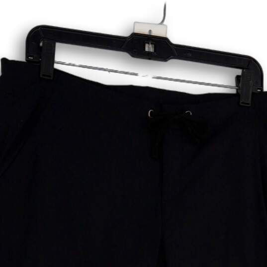 Womens Black Flat Front Drawstring Pockets Straight Leg Capri Pants Size 12 image number 3