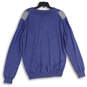 Mens Blue White Argyle Print V-Neck Long Sleeve Pullover Sweater Size L image number 2