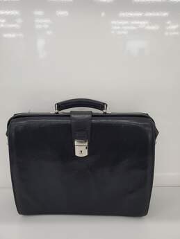 Jack Georges Black Leather Padded Briefcase