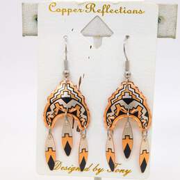Variety Southwestern Style Copper Drop Earrings & Bracelets 50.9g alternative image