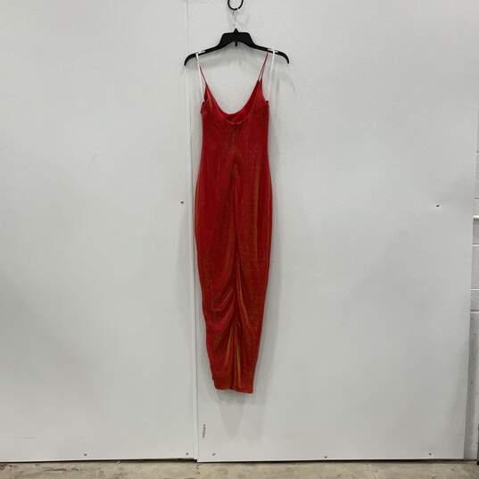 AKIRA Womens Red Sleeveless Side Slit Back Zip Long Bodycon Dress Size M image number 1