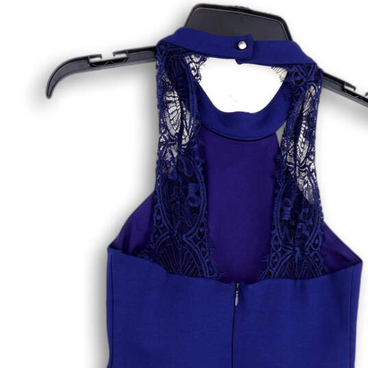 Womens Blue Sleeveless Henley Neck Back Zip Short Fit & Flare Dress Size XS image number 4