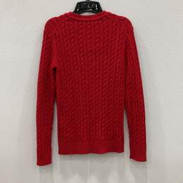 Womens Red Knitted Crew Neck Long Sleeve Pullover Sweater Size Medium alternative image