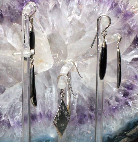 Bundle of 3 Sterling Silver Onyx Earrings image number 4