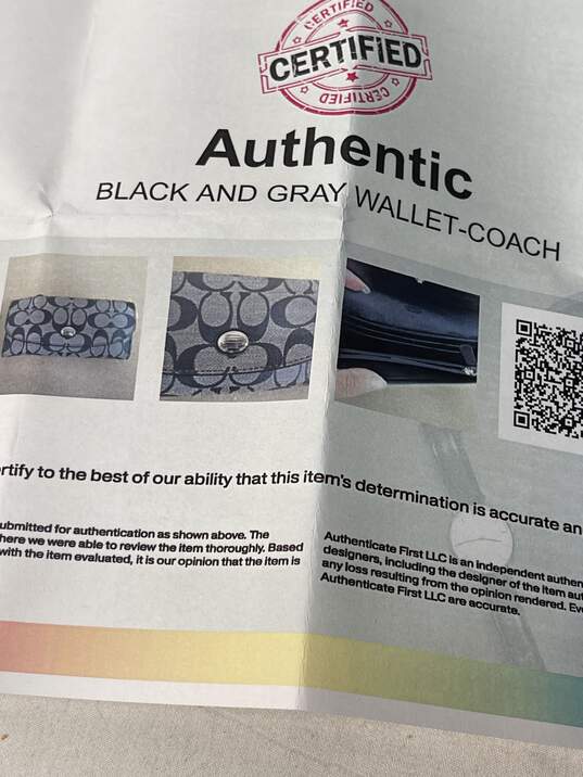 Certified Authentic Coach Gray, Black/White Wallet image number 5