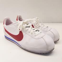 Nike Women Classic Cortez Leather White Red Casual Sneaker sz 6.5