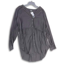 NWT Womens Black Pleated Long Sleeve Button Front Blouse Top Size 1X
