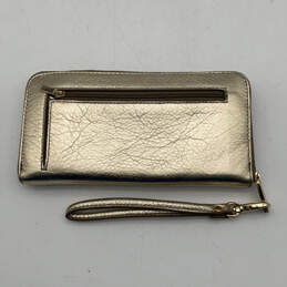 Womens Gold Leather Outer Pocket Inner Dividers Zip Around Wallet alternative image
