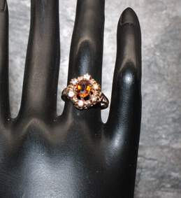 10K Yellow Gold Citrine CZ Accent Ring Size 6 - 3.0g