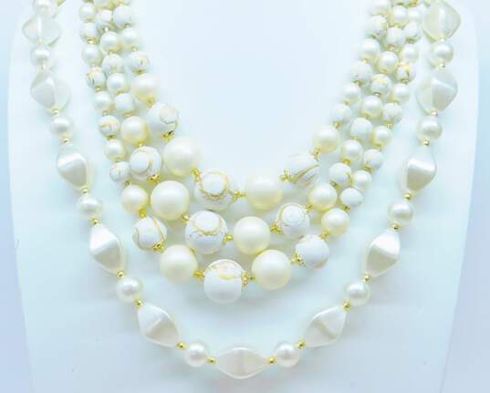 VNTG Mid Century Faux Pearl & Crackle Beaded Necklaces image number 1