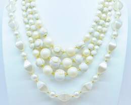 VNTG Mid Century Faux Pearl & Crackle Beaded Necklaces
