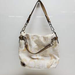 COACH BROOKE Signature OPTIC Gold Tan Large Satchel Shoulder Handbag