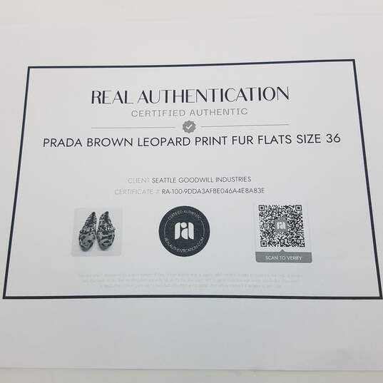 AUTHENTICATED Prada Brown Leopard Print Fur Flats Size 36 image number 6