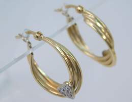 14K Yellow Gold Diamond Accent Heart Oval Hoop Earrings 2.0g alternative image