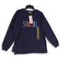 NWT Womens Navy Social Crew Neck Long Sleeve Pullover Sweatshirt Size M image number 1