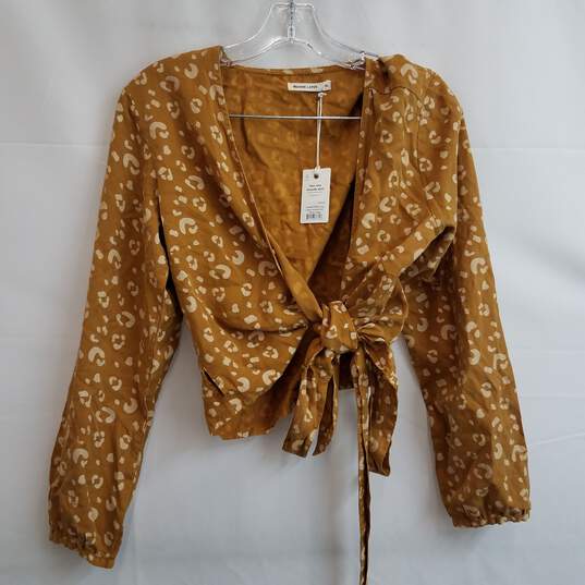 Marine Layer mustard long sleeve cropped wrap top XL image number 1