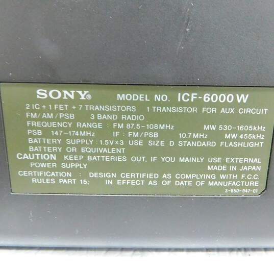 Sony PSB AM FM 3-Band Receiver ICF-6000W Portable Radio image number 5