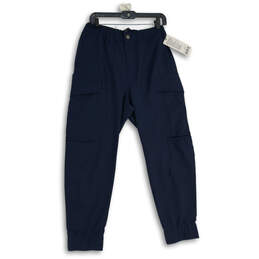 NWT Mens Blue Flat Front Cargo Pocket Tapered Leg Jogger Pants Size 31