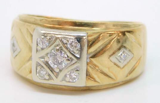 Vintage 14K Yellow Gold 0.17 CTTW Diamond Wide Band Ring 4.3g image number 2