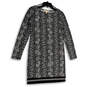 Womens Black Snake Print Long Sleeve Round Neck Shift Dress Size Small image number 1