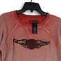 Womens Red Crew Neck Long Raglan Sleeve Pullover Sweatshirt Size Medium image number 3