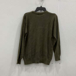 Mens Olive Green Striped Long Sleeve Crew Neck Pullover Sweater Size Small alternative image