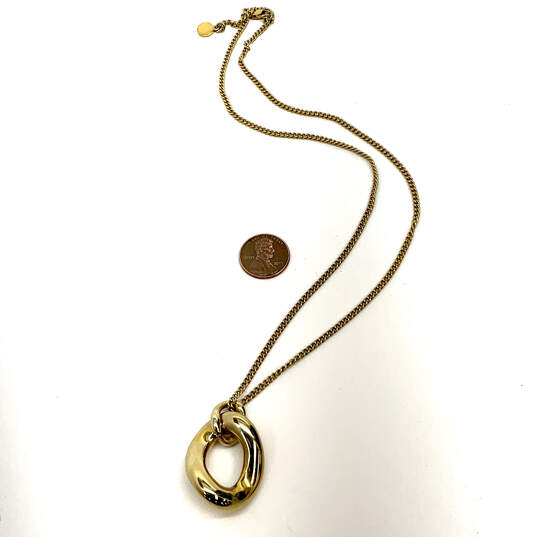 Designer Michael Kors Gold-Tone Oval Shape Link Chain Pendant Necklace image number 2