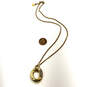 Designer Michael Kors Gold-Tone Oval Shape Link Chain Pendant Necklace image number 2